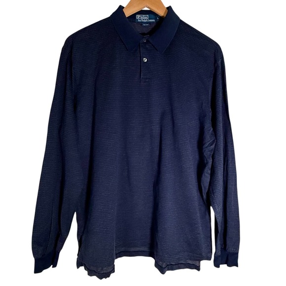 Polo Ralph Lauren Other - Polo Ralph Lauren Men's Long Sleeve Grid Pima Cotton Polo Shirt Navy Blue Large